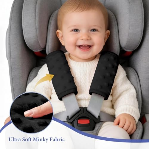2 Pack Car Seat Strap Pads for Babies, Soft Car Seat Shoulder Strap Covers for Baby Child Kids, Black - color: Black