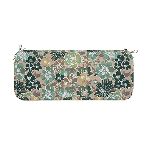 Magpie Fabrics Patio Bench Loveseat Cushion Covers (Replacement Cover only, No Insert!), Waterproof Fade Resistant Swing Cushion Slipcover with Ties(48x18x3 Inch, Green Floral) - color: A Green Floral, size: 48x18x3 Inch (1 Count)