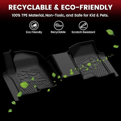LASFIT Floor Mats for Ford F-150 2011-2014 SuperCrew 1st Row w/o Center Console Carpet Floor All Weather Protector Car Liners TPE Truck Mats, Front & Rear Rows, 3pcs Black