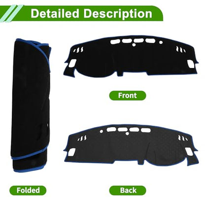 Dash Cover for Nissan Altima 2019-2025 No Hud Dashboard Cover Car Interior Anti-Slip/Anti Dust Polyester Black with Blue Edge 1 Pcs - color: Black with Blue Edge