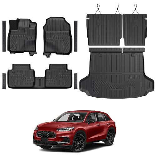 Floor Mats for Honda HR-V 2023-2026, All Weather Floor Mats Trunk Cargo Liner with Backrest Protectors and Door Sill Guards Accessories, Full Coverage Set - style: For Honda HR-V | 2023-2026