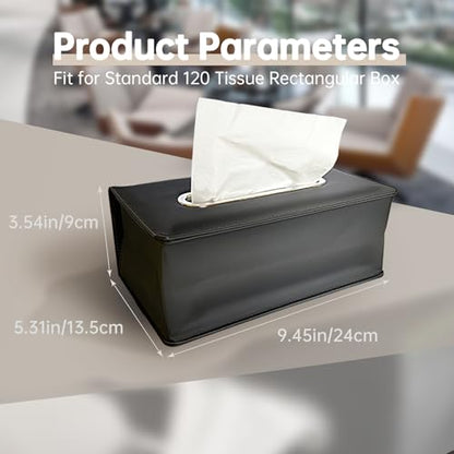 Car Tissue Holder, RSNGTA Rectangular Tissues Box Keep Vehicle Tidy, Premium PU Leather Car Seatback Napkin Holder for Standard 120 Tissues Size, Extra Large Tissue Box for Storage&Organization Black