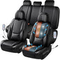 CAR PASS Ventilation Cooling Seat Cover,Luxury Nappa Leather 5 Seat Cover with Vibrate Massage 12V, Lumbar Support, Seat Covers for SUVs,Pickups,Trucks,Vehicles (Solid Black) - color: Black Cooling