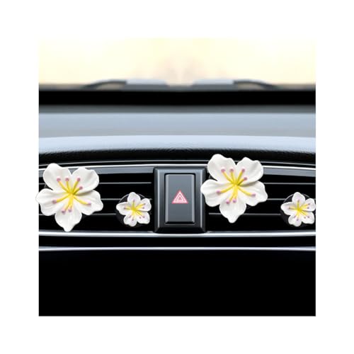 Bittwee 4PCS Car Air Vent Clip, Cute Refillable Flower Aesthetic Automotive Vent Clip Air Freshener Diffuser for Women Girls, Vehicle Interior Decoration Universal for SUV Truck RV and More（White） - color: White