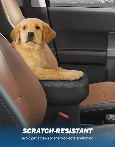 JOYTUTUS Center Console Cover Compatible with Ford Maverick 2022-2025 2026 Leather Armrest Cover Center Console Cushion Ford Maverick Accessories - color: Black