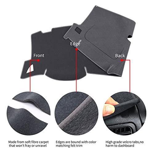 Dashboard Cover for GMC Sierra and Chevrolet Silverado- Fits 2007-2013 Models with Two Glove Boxes. Custom Fit Dash Mat, Won't Break Dash Sensors(Premium Carpet, Gray)