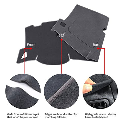Dashboard Cover for GMC Sierra and Chevrolet Silverado- Fits 2007-2013 Models with Two Glove Boxes. Custom Fit Dash Mat, Won't Break Dash Sensors(Premium Carpet, Gray)