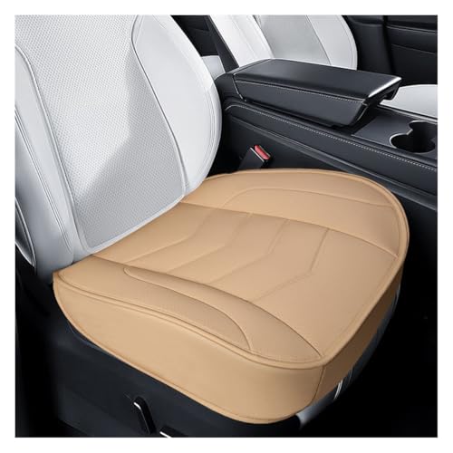 Luxury Faux Leather Car Seat Cover - Anti-Slip Waterproof Drive Seat Cushion Car Front Bottom Seat Cover with Storage Pocket - Universal Full Wrap Seats Protector for Cars SUV Trucks (Beige) - color: Beige