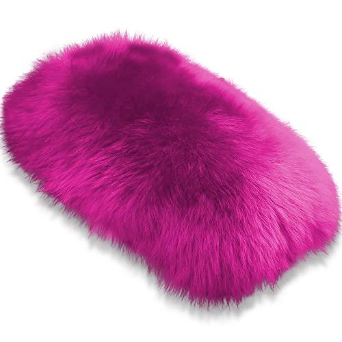 Andalus Brands Pure Australian Sheepskin Fluffy Car Center Console Cover, Luxurious Non-Shedding Furry Arm Rest Cover for Car, Versatile for All Seasons, Hot Pink - (11.47" X 6.3") - color: Hot Pink