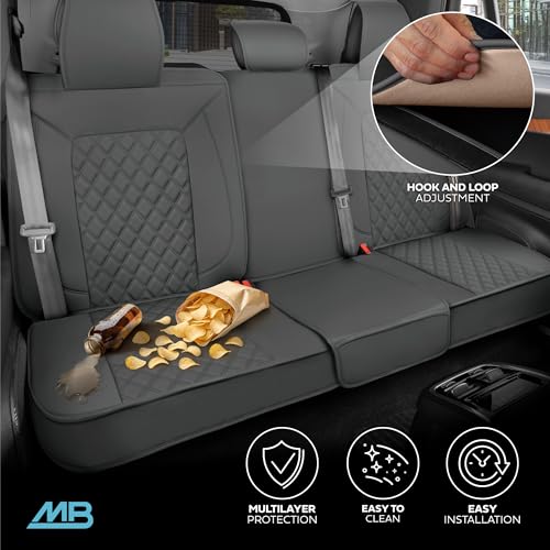 MotorBox Prestige Edition Napa Leather Seat Covers Full Set – Gray Car Seat Covers Front Seats and Back Car Seat Protector, Waterproof and Universal Fit for Most Small to Medium Autos, Trucks & SUVs - color: Charcoal Full Set