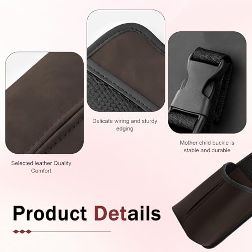 Car Hanging Tissue Holder, Strap-On Non-Slip Front and Back Seat Side Organizer with Mesh Net, Waterproof Leather Space Saving Car Cup Holder, Universal for Most Cars (Coffee) - color: Coffee