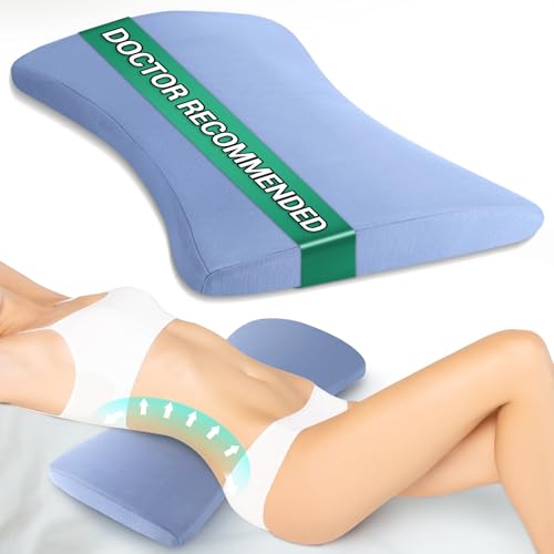 vamorry Lumbar Pillow for Sleeping, Lumbar Support Pillow for Bed for Back Pain Relief, Memory Foam Lower Back Pillow for Bed, Back Support Pillow for Side & Back Sleepers, Washable Cover - color: Blue