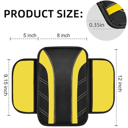 NBTEPEM 10 Pcs Car Floor Mats Full Set & Sport Leather Steering Wheel Cover 14.5-15 inch, Center Console Cover, Seat Belt Cushion, Cup Holder Coaster, Universal Automobile Interior Sets (Yellow)