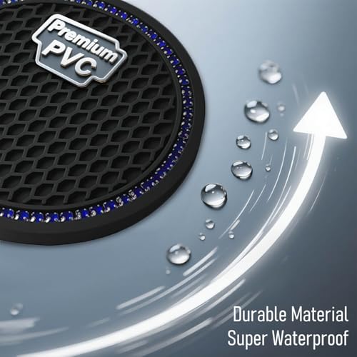 Car Cup Holder Coaster 4 Pack - Non Slip & Shockproof,Flexible PVC Rubber Insert for Car/Truck/SUV/Van (2.75"x0.2") Universal Fit Auto Cup Holders Accessories (Diamond Cup Coaster Blue) - color: Diamond Cup Coaster Blue