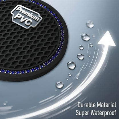 Car Cup Holder Coaster 4 Pack - Non Slip & Shockproof,Flexible PVC Rubber Insert for Car/Truck/SUV/Van (2.75"x0.2") Universal Fit Auto Cup Holders Accessories (Diamond Cup Coaster Blue) - color: Diamond Cup Coaster Blue