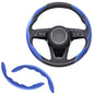 2pcs Universal Fit Carbon Fiber Steering Wheel Cover, Anti-Skid Steering Wheel Cover/Segmented Steering Wheel Protector/Car Interior Accessories (Blue) - color: blue