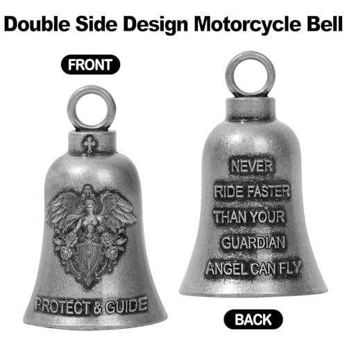 Guardian Bell Motorcycle for Bikers, Guardian Angel Gremlin Bells with 2 Key Chain Ring for Luck Riding, Motorcycle Rider Accessories