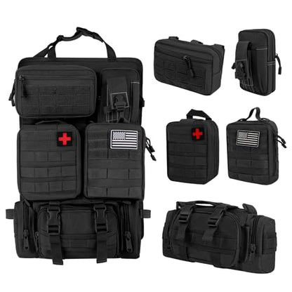 Tactical Car Seat Back Organizer Bag - Tactical Molle Vehicle Organizers Panel with 5 Detachable Pouches for Car Truck Ford Jeep Vehicle (Black Regular)