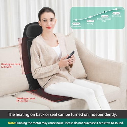 Snailax Vibration Back Massager with Heat, Massage Chair Pad with Neck Lumbar Memory Foam, 10 Vibration Motors,5 Modes, Gifts, No shiatsu - color: Black