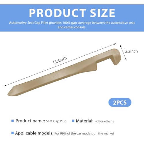 2 PCS Car Seat Gap Filler, PU Leather Car Seat Side Gap Filler to Fill The Gap Between Seat and Console, Universal Car Seat Gap Filler to Prevent Item from Falling for Most Vehicles (Beige) - color: Beige