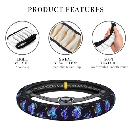 Sea Turtle Steering Wheel Cover Anti-Slip,Sweat Absorption Universal 15 inch Steering Wheel Covers Cute car Accessories for Men Women - color: 12