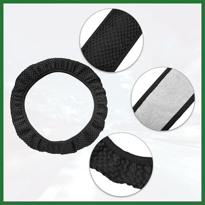 Motoforti Steering Wheel Cover Universal Elastic Stretch Antislip Breathable Microfiber Ice Silk Interior Trim Wheel Protector for Car Truck SUV Black Long-Lasting