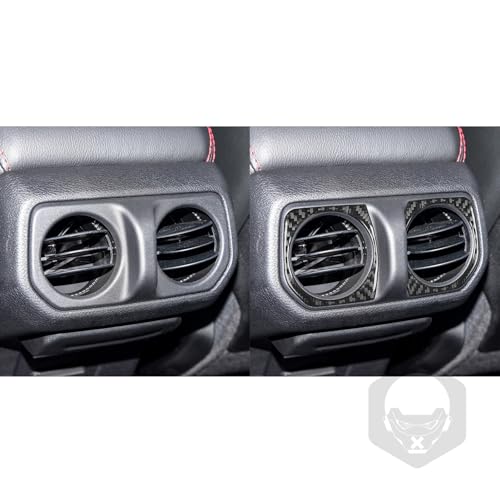 2PCS Rear Air Vent Frame Trim Compatible with Jeep Wrangler JL JLU Gladiator JT 2018-2024, Real Carbon Fiber Material Air Conditioning Outlet Cover Accessories - color: Black 19