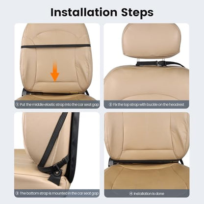 Viaviat Car Seat Protector Large Kick Mat 2 Pack Durable Water Resistant Auto Seat Back Covers with 2 Mesh Pockets Protection Against Dust Mud Scratches (Beige-A, 2-Pack) - color: Beige-A