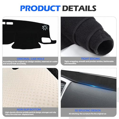 Dashboard Cover Dash Cover Mat Compatible with Toyota Highlander 2020 2021 2022 2023 2024 2025 (L, LE, XLE, XSE, Limited, Platinum) Accessories Cover No Glare Dash Cover Flannel Mat