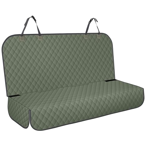 NECKORY Backseat Cover for Dogs, Waterproof and Non-Slip Pet Bench Seat Covers, Car Seat Protector for Back Seat, Universal Size Rear Car Seat Cover Fits Cars, Trucks and SUVs, L-Army Green&Grey - color: Army Green&Grey, size: Large