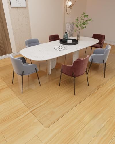 【16 Anti-Slip Stickers Included】 5'×7' Clear Vinyl Rugs for The Floor, Waterproof Vinyl Floor Mat, Plastic Floor Protector for Hardwood, Wipeable Clear Carpet Protector for Under Dining Table/Bedroom - size: 5' x 7' (Rectangular)