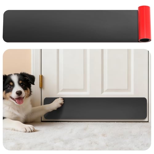 Silicone Door Kick Plate,Dog Door Protector from Scratching,Door Scratch Protector for Pets,Soft Cuttable Pet-Friendly Door Guard for Bottom of Door, Interior & Exterior Door Use (Black, 6x34 inch) - color: Black, size: 6x34 inch