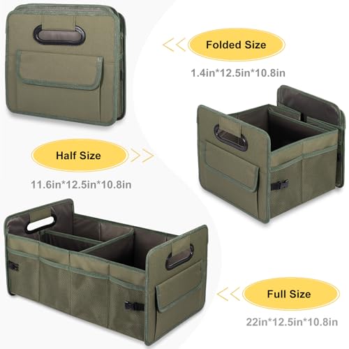 Car Trunk Organizer, Car Organizers and Storage Collapsible Multi Compartment Container Box, Adjustable Car Accessories for SUV Sedan Truck, Standard Size, Green - color: Green, size: Standard