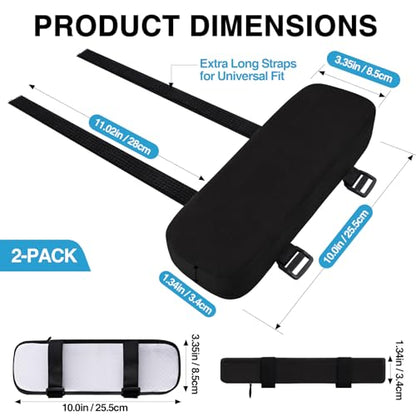 Smiry Ergonomic Office Chair Armrest Pads, Memory Foam Arm Rest Covers, Non-Slip Armrest Cushion with Adjustable Buckles and Straps, Elbow Relief for Desk, Gaming & Wheelchair (Black, Set of 2) - color: Black