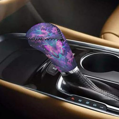 Bulopur Car Shifter Gear Hand Brake Trim Cover Set for Most Cars Van SUV Sedan Truck Auto Accessories - color: Galaxy Butterfly