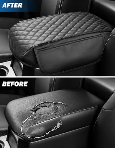 JOYTUTUS Center Console Cover Compatible with 2010-2024 4Runner, Leather Arm Rest Armrest Cover for Car, Durable Middle Console Cover, Car Arm Rest Cover Replacement, with 2 Pocket