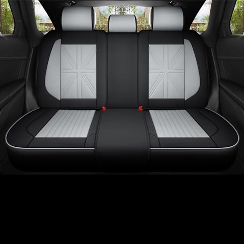 Red Rain Gray and Black Leather Car Seat Cover Waterproof Seat Covers Universal Seat Covers for Cars Full Set with Head Pillows and Lumbar Support (MZ-Gray+Black) - color: MZ-Gray+Black