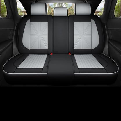 Red Rain Gray and Black Leather Car Seat Cover Waterproof Seat Covers Universal Seat Covers for Cars Full Set with Head Pillows and Lumbar Support (MZ-Gray+Black) - color: MZ-Gray+Black