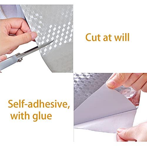 Snkxu Kitchen Wallpaper Oil Proof Sticker Backsplash Aluminum foil Oil self-Adhesive Paper Silver Cabinet Liner Waterproof and Heat Resistant Peel and Stick backsplash, 15.7X788 Inches - size: 15.7"W x 788"L