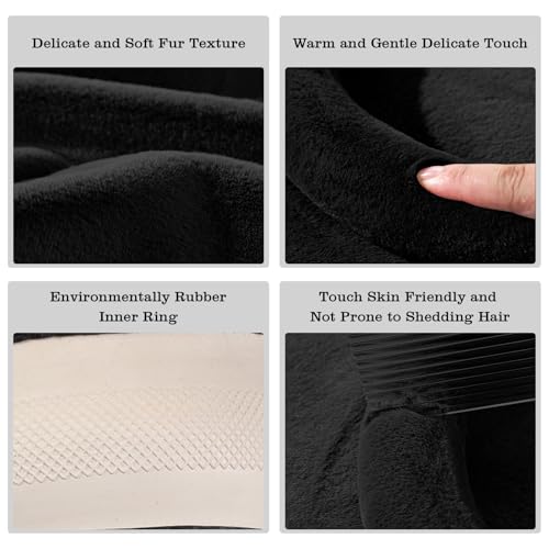 Furry Warm Steering Wheel Cover, Universal 14.5-15 Inch Winter Plush Warm Steering Wheel Cover, Soft Fluffy, Anti-Slip Design, Soft Texture (Black) - color: Black Plush