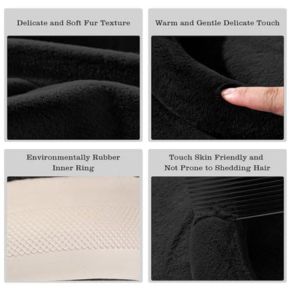Furry Warm Steering Wheel Cover, Universal 14.5-15 Inch Winter Plush Warm Steering Wheel Cover, Soft Fluffy, Anti-Slip Design, Soft Texture (Black) - color: Black Plush