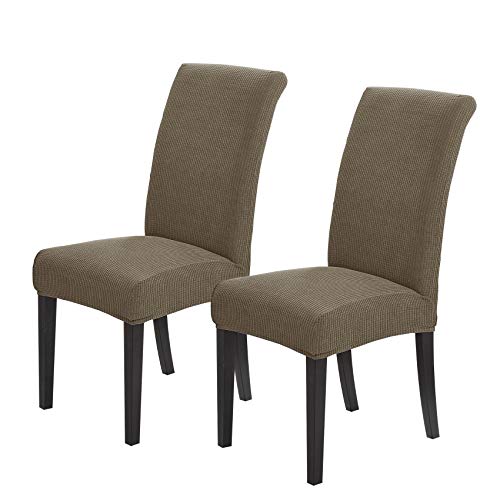 Joccun Chair Covers for Dining Room Set of 2, Dining Chair Slipcovers Stretch Dining Room Chair Covers Seat Protector,Washable Parsons Chair Cover for Home,Hotel,Banquet(Fossil,2 Pack) - color: Fossil, size: 2 Pack