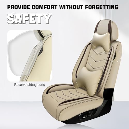 Car Seat Cover for KIA Soul 2010-2025, Seat Covers Full Set,Non-Slip Waterproof seat Cover,Wear-Resistant Nappa Leather car seat Covers. (Luxury 5 Seats/Beign) - color: Beige, size: Luxury 5 Seats
