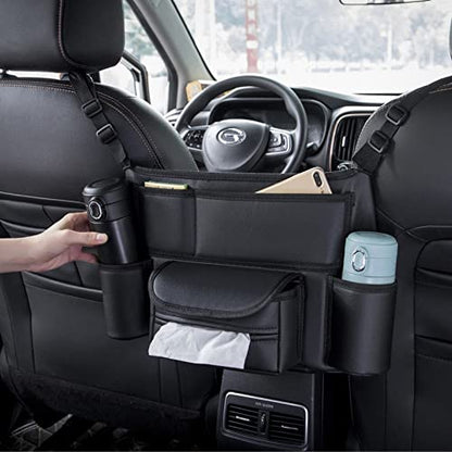 Car Organizers and Storage, Leather Car Storage Pocket Between Seats Back Seat Hanging Bag Purse Holder Large Capacity Automotive Consoles & Organizers