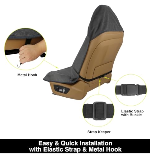 Waterproof Towel Car Seat Cover, Sweatproof Non-Slip Seat Protector, Universal Fit for Front Bucket or Rear Bench Seat of Cars, SUVs, Vans, Trucks, Compatible with Airbags and Armrests (Gray, 2 Pack) - color: Gray, 2 Pack