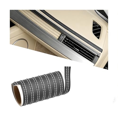 Car Interior Trim Strip, 13.12FT Genuine Leather Flexible Vehicle Door Panel Gap Decorative Molding Line, Aesthetic Auto Dashboard Line Strip, Universal for SUV RV Truck (Black/White) - color: Black/White