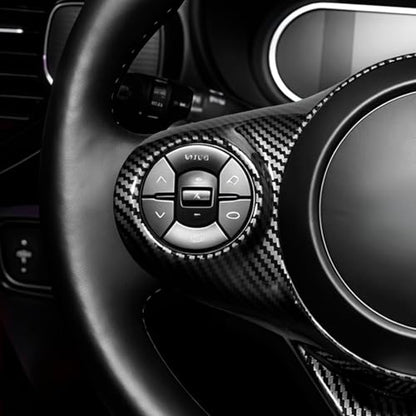 Steering Wheel Trim Cover Compatible with Kia Soul 2020-2026 Accessories (Carbon Fiber Pattern)