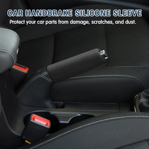 Car Handbrake Cover Gear Shift Knob Cover, Auto Comfortable Grip Handbrake Cover, Silicone handbrake Cover for Most Vehicle Handbrake - color: Black