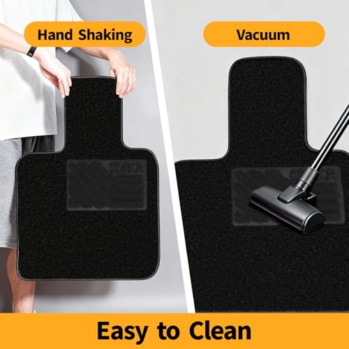 EKR All-Weather Universal Fit Car Floor Mats, 0.5 inch Thick Car Carpet Mats, Anti-Slip Automotive Mat with Driver Heel Pad Fit for SUV, Vans,Sedans, Trucks (Black,4pcs Black Full Set)
