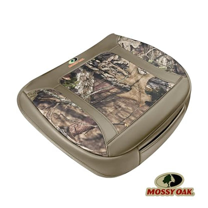 Mossy Oak Car Seat Cover, Luxury Faux Leather Front Bottom Seat Cushion Cover, Universal Anti-Slip with Wrap-Around Design and Storage Bags, Suitable for Most Vehicles - Beige Color 1 Piece - color: Beige